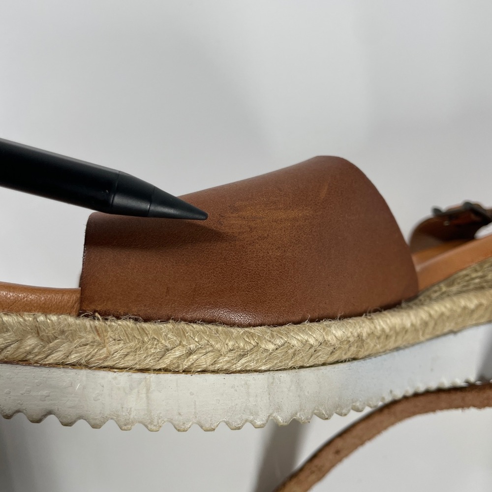 Sz 9.5-10 Bertuchi Brown Leather Espadrille Platform Sandals Made in Spain - Picture 10 of 16